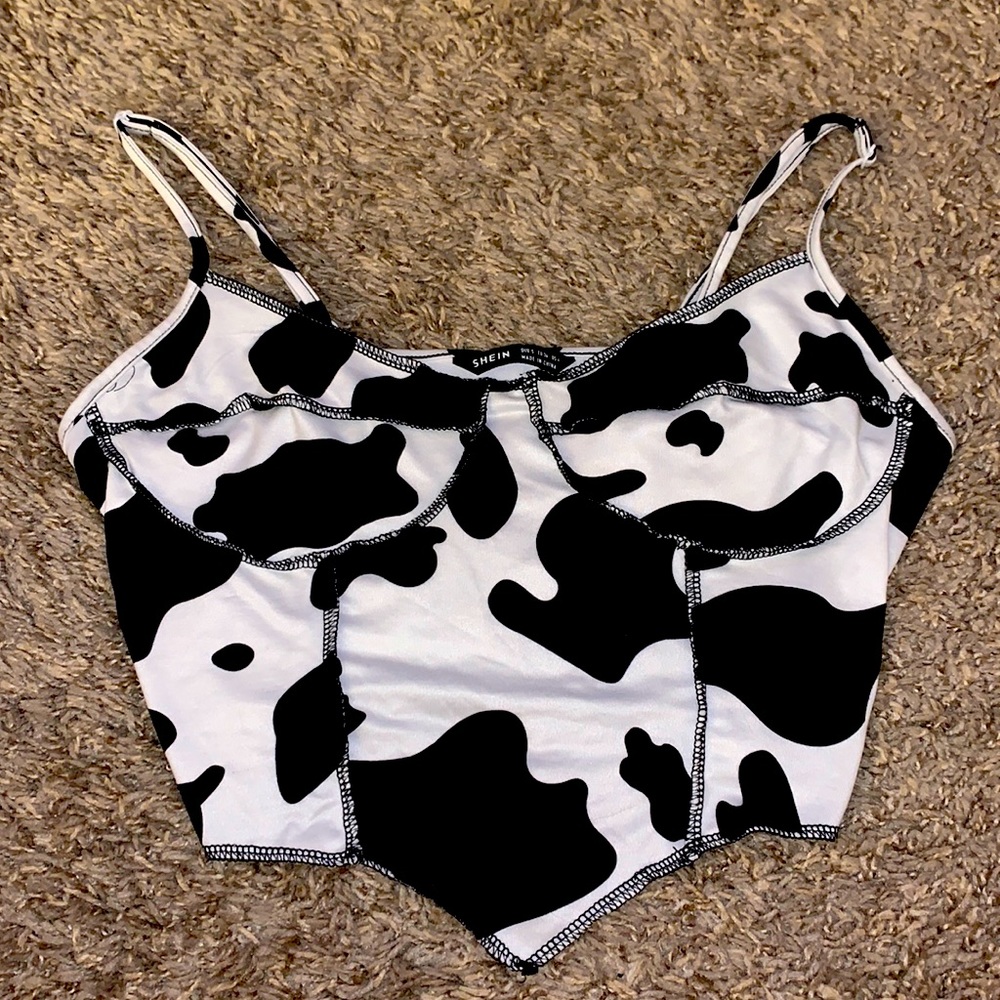 Cow print crop top.
